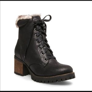 Steve Madden Faux Suede Fur Lined Combat Boots
